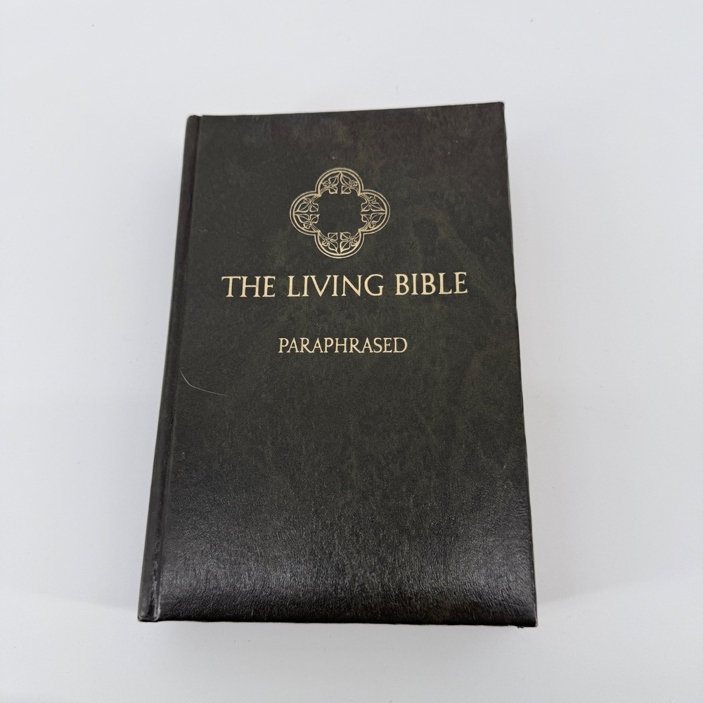 Tyndale The Living Bible Paraphrased Green Leatherette‎ Hardcover Book